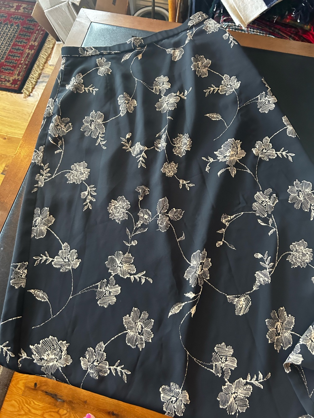 Pendleton Black Lined Floral Skirt with Pockets